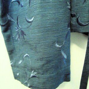 Anne Carson Women's Lined Teal Silk & Rayon Embroidered Blazer